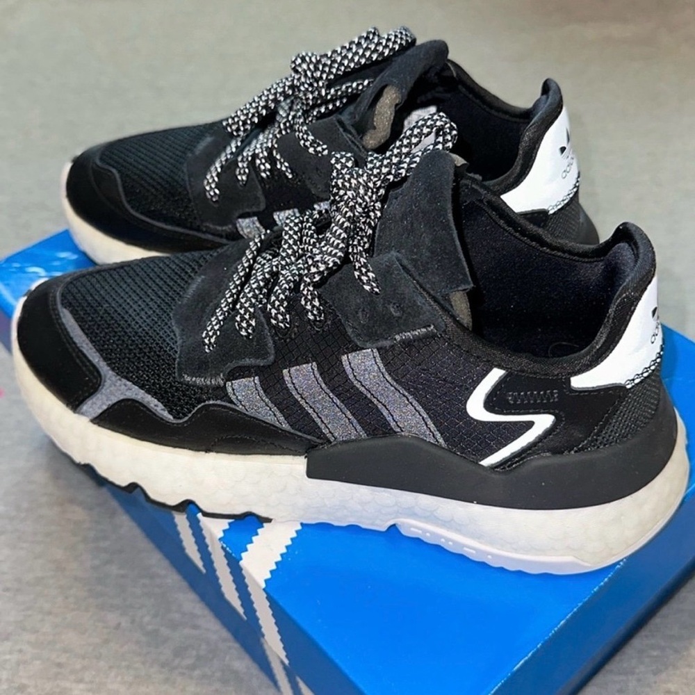 Adidas Nite Jogger Shoes Carbon Black Youth Big Kids Size 6